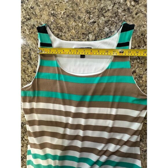 Jessica Howard NEW Size XL Sleeveless Striped Maxi Dress Turquoise, Black, Tan - Picture 12 of 16